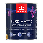 Краска EURO MATT-3 интерьерная гл/мат., 0,9 л TIKKURILA 