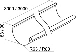 Желоб полукруглый, 125мм, 3м, RAL9005, GL