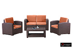 Комплект мебели Rattan Premium 4, венге(2 кресла +2х местный диван + 1 столик)