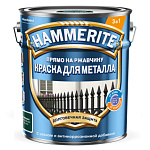 Эмаль по ржавчине HAMMERITE глянцевая, RAL6005 зеленый мох 0,75л 